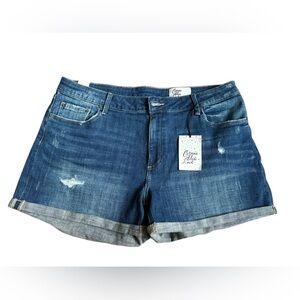 New Cosmic Blue Love Cutoff Denim Shorts Jodie distressed short -indigo size 33